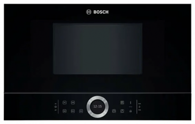 Микроволновая печь встраиваемая Bosch BFR634GB1, черная, Serie 8, 21 л, 7 программ, 5 уровней мощности