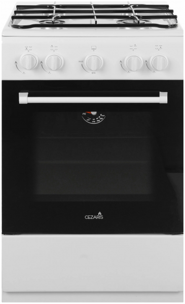 Газовая плита Cezaris ПГ 2150-02, белая, полный газ контроль, переключатели поворотные