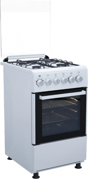 Кухонная плита Norden FF5403GAZW белый, комбинированная, электрическая духовка, 4 конфорки с газ-контролем, электроподжиг, 52 л 