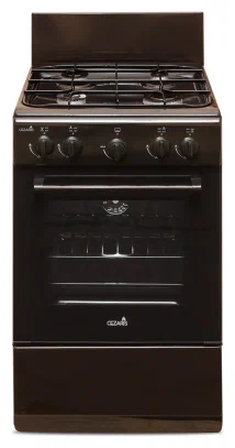 Кухонная газовая плита Cezaris ПГ 2150-03, коричневая, полный газ-контроль, эмаль легкой очистки