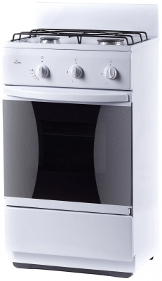 Комбинированная кухонная плита Flama CK 2201 W, белая, решетка эмалированная, традиционная очистка, стекло дверцы 2-слойное