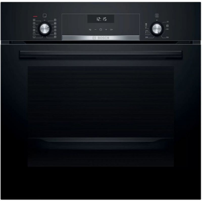 Духовой шкаф Bosch HIJ517YB0R, черный, Serie 6, AquaClean, 10 программ, утапливаемые переключатели, 8 режимов, телескопические направляющие