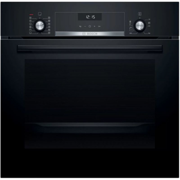 Духовой шкаф Bosch HIJ517YB0R, черный, Serie 6, AquaClean, 10 программ, утапливаемые переключатели, 8 режимов, телескопические направляющие