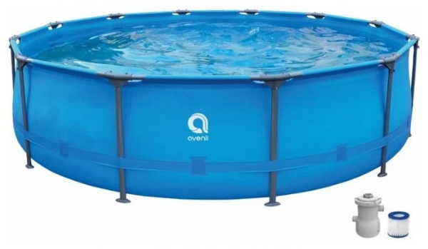 Бассейн круглый со стальным каркасом Avenli 3.66м*76cм 12016EU, фильтр-насос 300 галлонов