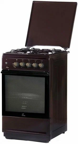 Газовая плита Flama N FG 24236 B, коричневый, 4 конфорки, электроподжиг, 50 л, газ-контроль духовки