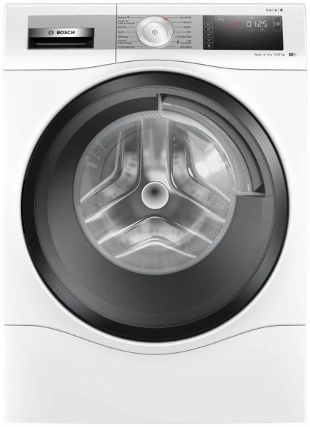 Стиральная машина с сушкой Bosch WDU8H542SN, Serie 8, белый/темно-серый, 10/6 кг, 1400 об/мин, 14 программ, с паром, инверторная