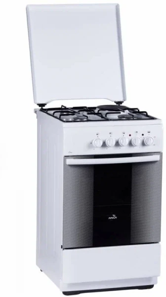Кухонная плита Flama RК 23-101 W, 3 газовые конфорки, 1 электрическая конфорка, эмалированная , 50 л, электрическая духовка