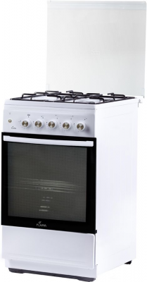 Газовая плита Flama N FG 24237 W, белый, 4 конфорки, электроподжиг, 50 л, традиционная очистка 