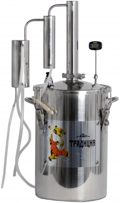 Домашний дистиллятор Первач "Традиция" №1 (бак 17 л, капсульное дно, двойной сухопарник, нержавеющая сталь)