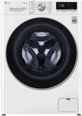 Стиральная машина LG F-2V7GW1W, белая, 8,5 кг, 1200 об/мин, инверторная, с паром 