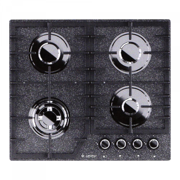 Варочная панель газовая GEFEST ПВГ 2232-01 Р43, конфорок - 4 шт, решетки - чугун, панель - закаленное стекло, электроподжиг, газ-контроль, черный