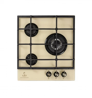 Газовая варочная панель LEX GVG 431C IV, бежевая, управление механическое, электроподжиг, чугунные решётки
