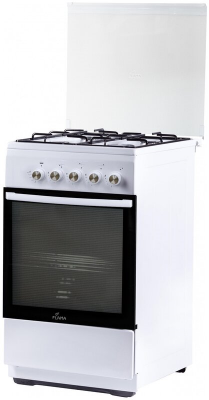Плита Flama L FK 1412 W белый, эмалированная, 4 газовые конфорки, электрическая духовка, 50 л