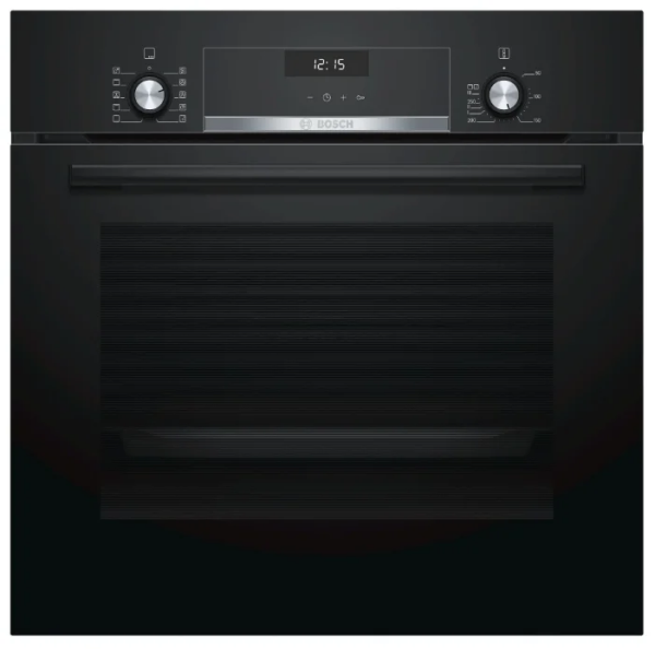 Электрический духовой шкаф Bosch HBJ558YB0Q, Serie 6, чёрный, EcoClean, 8 режимов, утапливаемые переключатели, телескопические направляющие