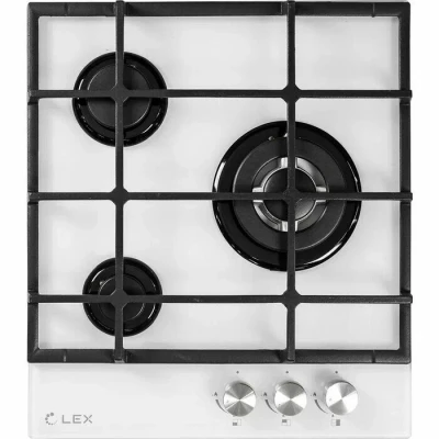 Варочная панель LEX GVG 431 WH, белая, чугунные решётки, управление механическое, электроподжиг