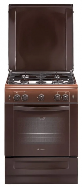 Кухонная плита GEFEST 6100-01 0001, газовая, 52л коричневая, 4 конфорки, газовая, газ-контроль духовки