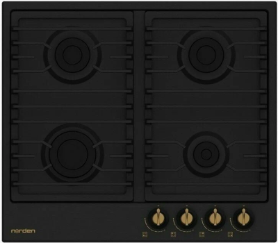 Встраиваемая варочная панель газовая NORDEN ANTIQUE 64G MBL RUSTIC FFD матовый черный