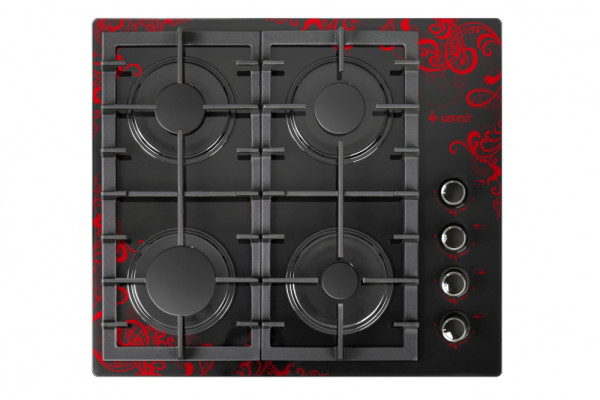 Газовая варочная панель GEFEST 2230 К16, черный / с рисунком "ночь", чугунные решетки, газ-контроль, электророзжиг