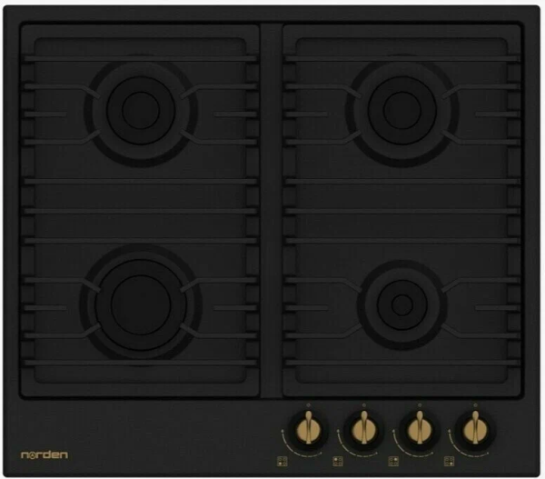 Встраиваемая варочная панель газовая NORDEN ANTIQUE 64G MBL RUSTIC матовый черный