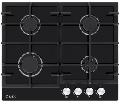 Варочная панель газовая Lex GVG 642A BBL, мощность 7500 Вт, газконтроль, черная