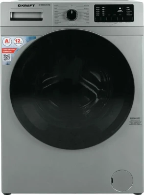 Стиральная машина KRAFT KF-MDS12147G, серая, 12 кг, 1400 об/мин, 15 программ, инверторная, с паром