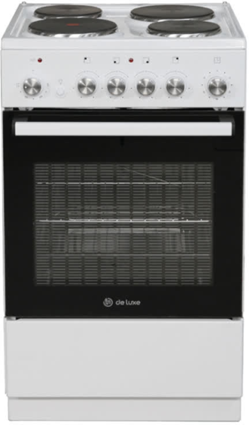 Электрическая плита De Luxe 5004.16э, белый, 46 л, 4 зоны нагрева, эмалированная 