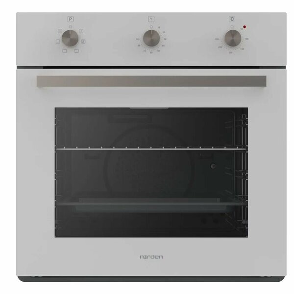 Электрический духовой шкаф Norden NRD 6001 WHG белый, с таймером,, конвекция, 7режимов, поворотный механизм