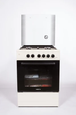 Комбинированная плита VESTA VALENCIA VКE 10-E бежевая, 3 газовые конфорки, 1 электрическая конфорка, эмалированная, электроподжиг, 65 л