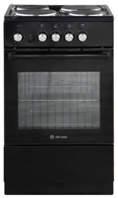 Электрическая плита De Luxe 5004.18э 011, черный глянец, эмаль, без крышки, управление механическое, традиционная очистка