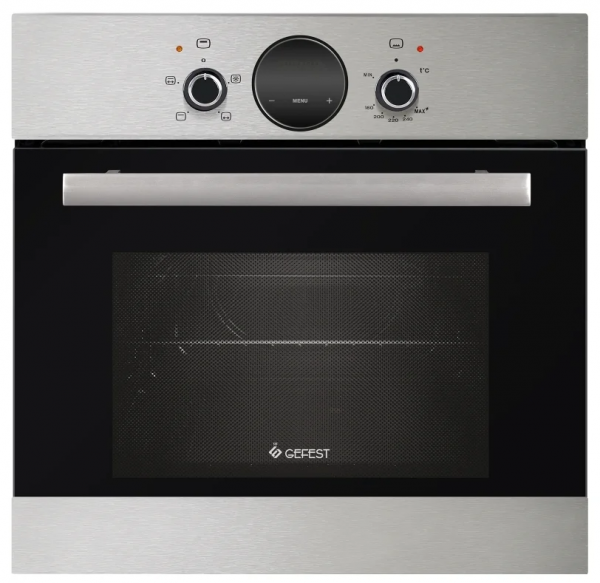 Газовый духовой шкаф GEFEST ДГЭ 601-02 Н7, серебристый, гидролизная очистка, электророзжиг духовки, газ-контроль