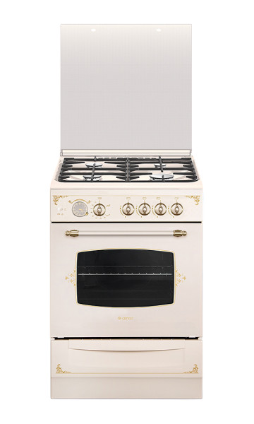 Кухонная плита GEFEST 6100-03 0279, конфорок - 4 шт, духовка - 52 л, электроподжиг, газ-контроль панели, гриль, чугунные решетки, 60 см x 85 см x 60 см