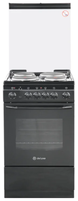 Плита электрическая De Luxe 506004.03э (кр) 001 черная, эмалированная сталь, чугун, стеклянная крышка 