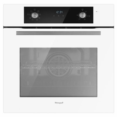 Духовой шкаф WEISSGAUFF STEAM CLEAN EOM 388 PDW, белый, 65 л, утапливаемые рукоятки, гидролизная очистка
