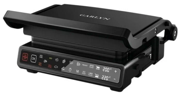 Электрогриль GARLYN GL-300, электронно-сенсорное управление, защита от перегрева, 11 программ, двойное антипригарное покрытие TwinMax