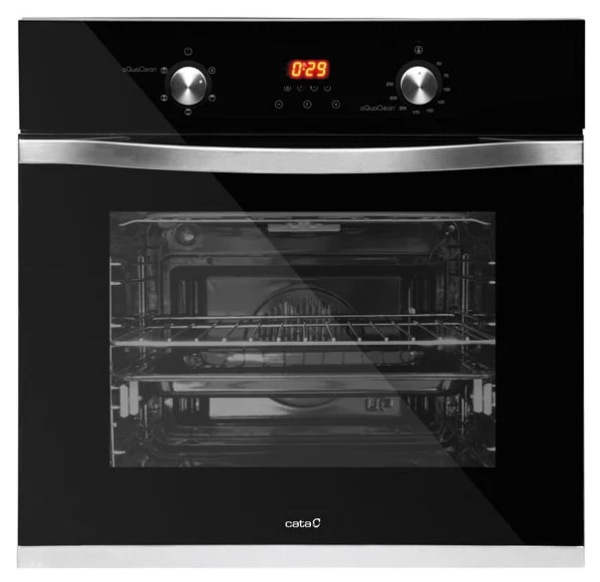Духовой шкаф CATA MHD 705 BK, чёрный, поворотные переключатели, телескопические направляющие, 5 режимов 