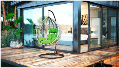 Подвесное кресло Loftyhome Noni 1147 Grey Spots/Green