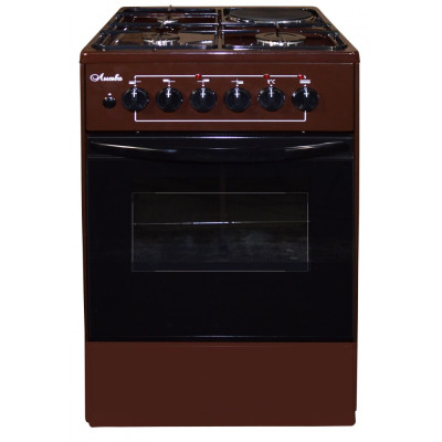 Кухонная плита Лысьва ЭГ 1/3г01-2у, коричневая, комбинированная, электроподжиг, 3 газовые конфорки, 1 электрическая конфорка, электрическая духовка, 57 л