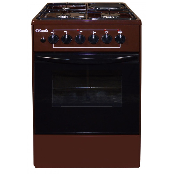 Кухонная плита Лысьва ЭГ 1/3г01-2у, коричневая, комбинированная, электроподжиг, 3 газовые конфорки, 1 электрическая конфорка, электрическая духовка, 57 л