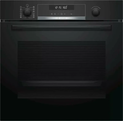 Электрический духовой шкаф Bosch HBG5780B0, чёрный, Serie 6, пиролитическая очистка, 10 режимов, телескопические направляющие