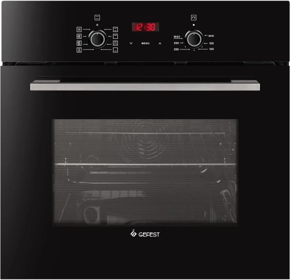 Духовой шкаф Gefest ДА 622-03 PA, черный, утапливаемые ручки управления, 55 л, телескопические направляющие