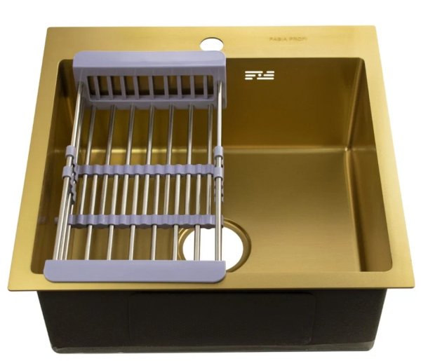 Врезная кухонная мойка 50 см, Fabia Profi 50503, золото