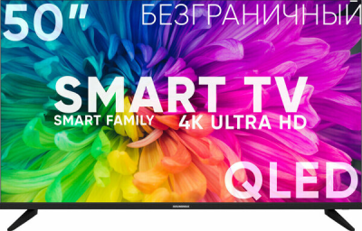 50" Телевизор SOUNDMAX SM-QLED50T21SU, чёрный, 4K Ultra HD, 60 Гц, Direct LED, Smart TV, HDR